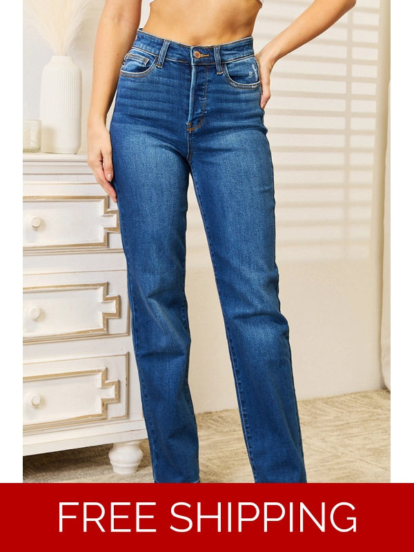 Judy Blue Full Size Straight Leg Jeans with Pockets